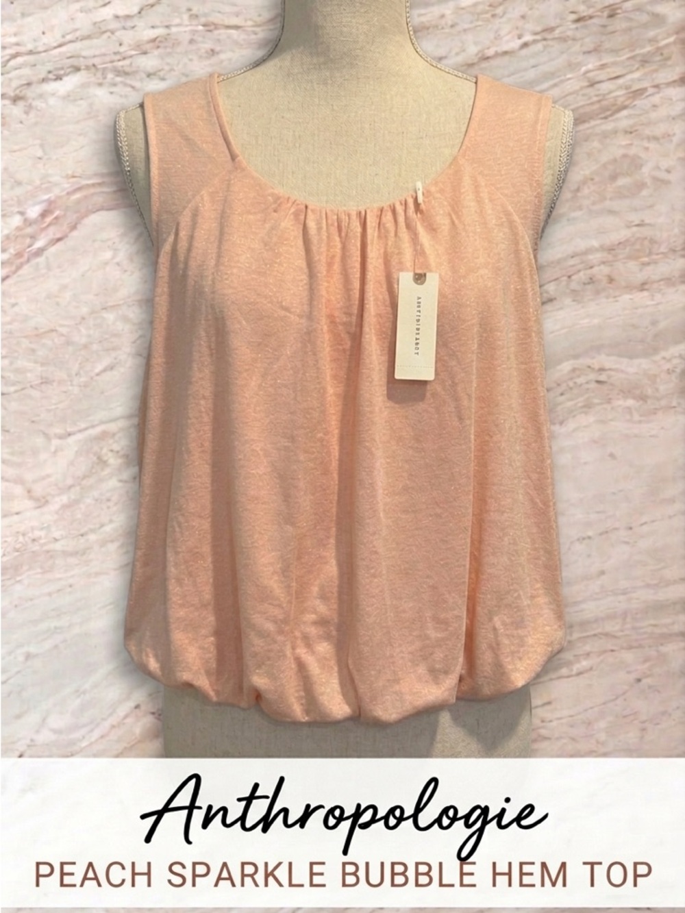 Anthropologie Peach Shimmer Bubble-Hem Camisole Size XS NWT